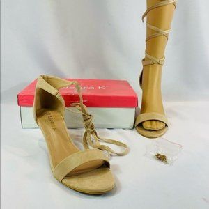 Brand New Allegra K Nude Lace Up Heels